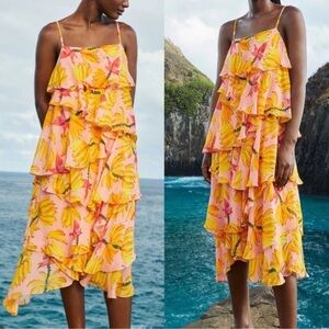 Farm Rio Tropical Floral Tiered Dress